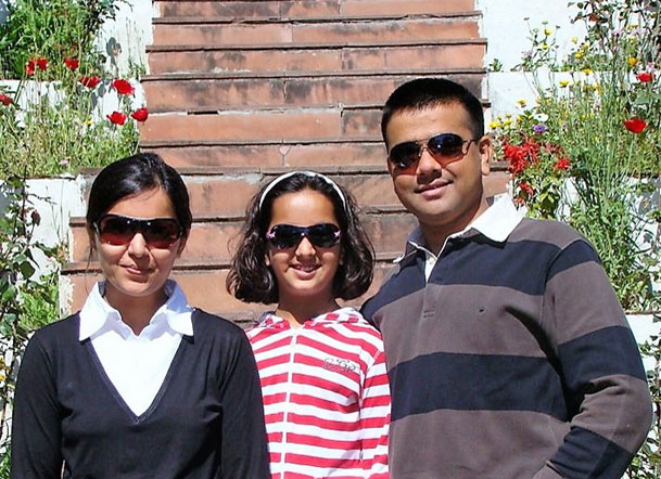 The family with daughter Arshiya in 2008